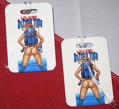 LOG SOME BOTTOM TIME Luggage tags scuba diving equipment snorkel fun travel gift