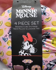 Disney Minnie Mouse 4 Piece Set Packing Cube, Eye Mask, Neck Pillow, Luggage Tag