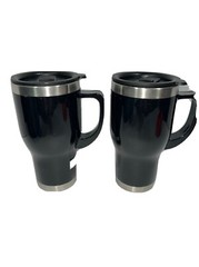 Emerson Stainless Steel 2 Pack Heated Travel Mug Set 14 Oz. w/2   12V Adapters