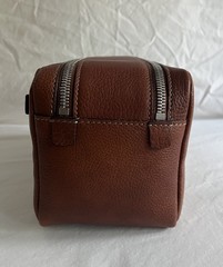 Brunello Cucinelli Brown Calf Leather Double Zip Toiletry Bag New In Box