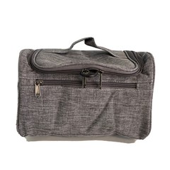 Toiletry Bag Gray Heather Hook Mesh pockets Zipper pocket NEW 10×6.75×4 inches