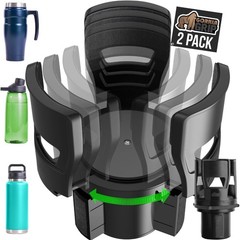 GORILLA GRIP Car Cup Holder Expander 2 Pack, Keeps Large Drink Cups Onyx