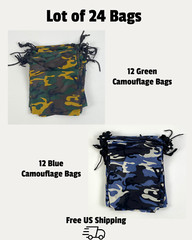 Camouflage Drawstring Travel Bags 8&Prime;x10&Prime; Green & Blue Outlet Lot of 24