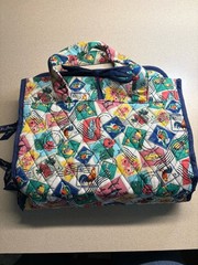 Vera Bradley Hanging Travel Organizer Quilted Cuban Stamps Toiletry Bag Hook