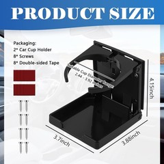 2PCS New Car Cup Holder,Expandable & Foldable Wall 4.15×3.88×3.7 inch, Black
