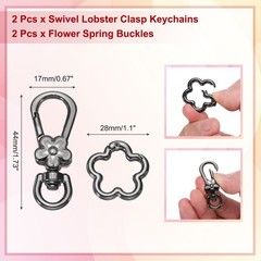 2 Piece Quick Rings for Metal Swivel Lobster Clasp Keychain, Gunmetal