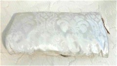 Embossed Fabric Tri Fold Travel Case Large 3 Compart Vinyl Inside Zip NEW Cream