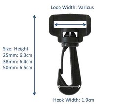 2pc 32mm Black Plastic Swivel Snap Hook Clip Bag Belt Strap Backpack Cord Buckle