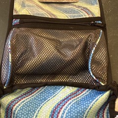 LL BEAN Personal Organizer Toiletry Bag Large Blue Green Wave Pattern Travel EUC