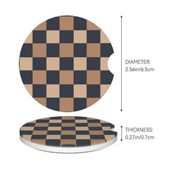 Neukim 2pcs Car Cup Holder Coaster One Size, Brown Navy Checkered