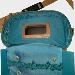 Jaguar Travel Toiletry Bag Blue Nylon Brown Trim Zip Case Organizer Grooming Kit