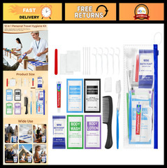 30 Set Personal Hygiene Kit – 12-IN-1 Travel Toiletry Supplies, Disposable Tooth