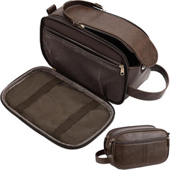 PU Leather Toiletry Bag for Men, Water Resistant Travel Toiletry Organizer for G