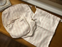 Mark & Graham 4 Piece Striped Packing Cube Set Pink Ticking Stripe NWOT