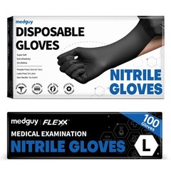 Medguy Black Nitrile Disposable Gloves, 4.5 Mil Large, Large (Black)