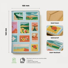 Hand-Sewn Vegan Leather 140x100mm (5.51×3.94 inches), Travel Pattern 2