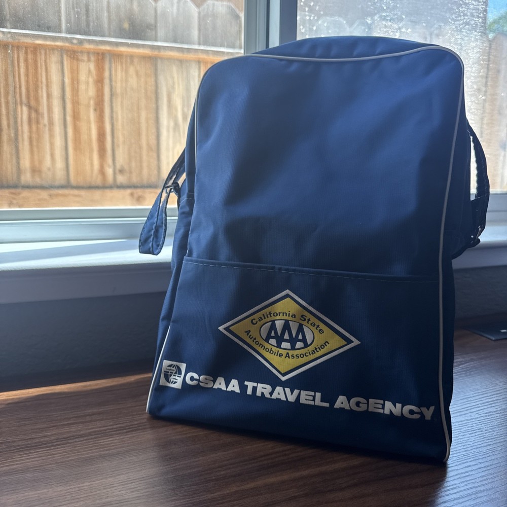 Vintage Triple AAA Travel Agency Blue Bag Automobile Club CSAA Travel Agency