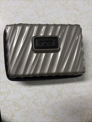 TUMI For Delta Silver Gray Hard Shell Cosmetic Toiletries Zip Travel Case