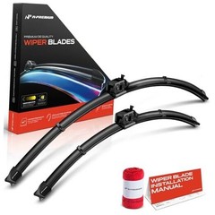 Pack of 2 Windshield Wiper Blades with Wear Indicator & Towel – Compatible