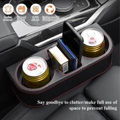 DXNQ Car Cup Holder Gap Filler Organizer, Multifunctional Auto Front Black
