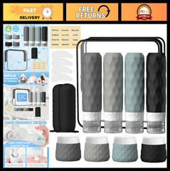 16-Pack TSA Approved Travel Bottles Set, Leak Proof Silicone Toiletry Containers