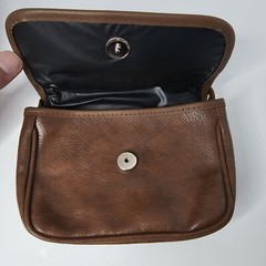 Womens Travel Pouch Small 7&Prime;×5&Prime; Brown Faux Leather Purse New Orleans Saints Logo