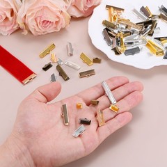 280Pcs Polka Dot Terminals 16mm with Clamps for DIY, Gold Tone
