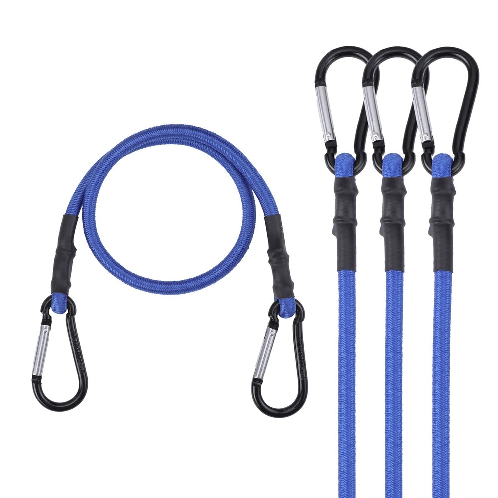 WORKPRO 24 Inch Bungee Cords with Hooks, 4 Pack Superior Rubber 24&Prime;, Blue