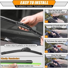 26&Prime;+17&Prime; Windshield Wipers with 12&Prime; Rear Wiper Blade Replacement for Nissan Ro…