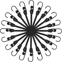 Small Bungee Cords with Hooks – 6 Inch Mini Black Cords, 6 Inch,