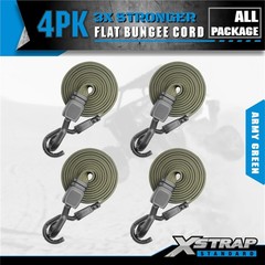 XSTRAP STANDARD 4PCS Adjustable Bungee Cords with Hooks 77 inch, Army Green