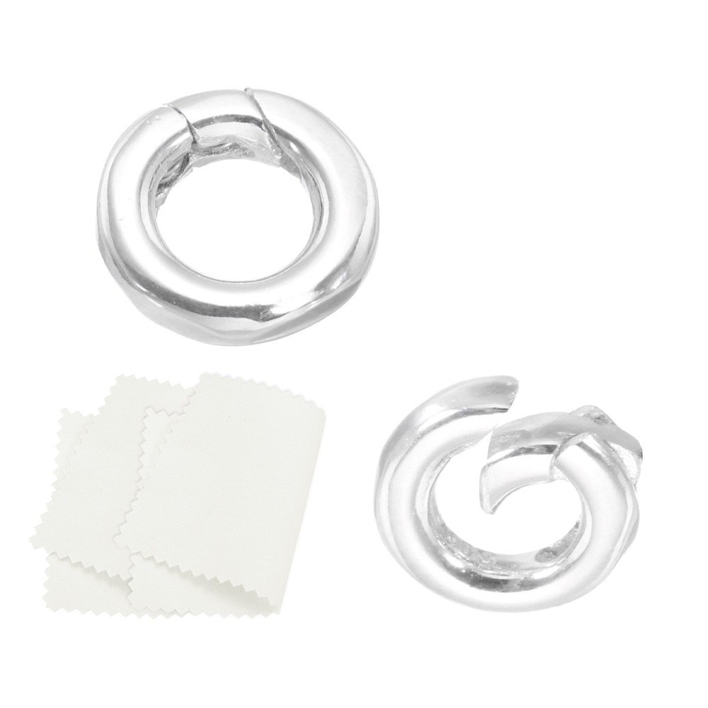 8mm 925 Sterling Silver Spring Rings, 2Pcs Round Clasps, Silver Color