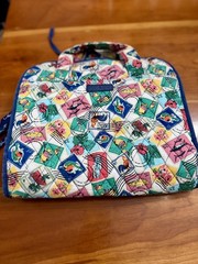 Vera Bradley Hanging Travel Organizer Quilted Stamps Toiletry Cosmetic Bag Hook