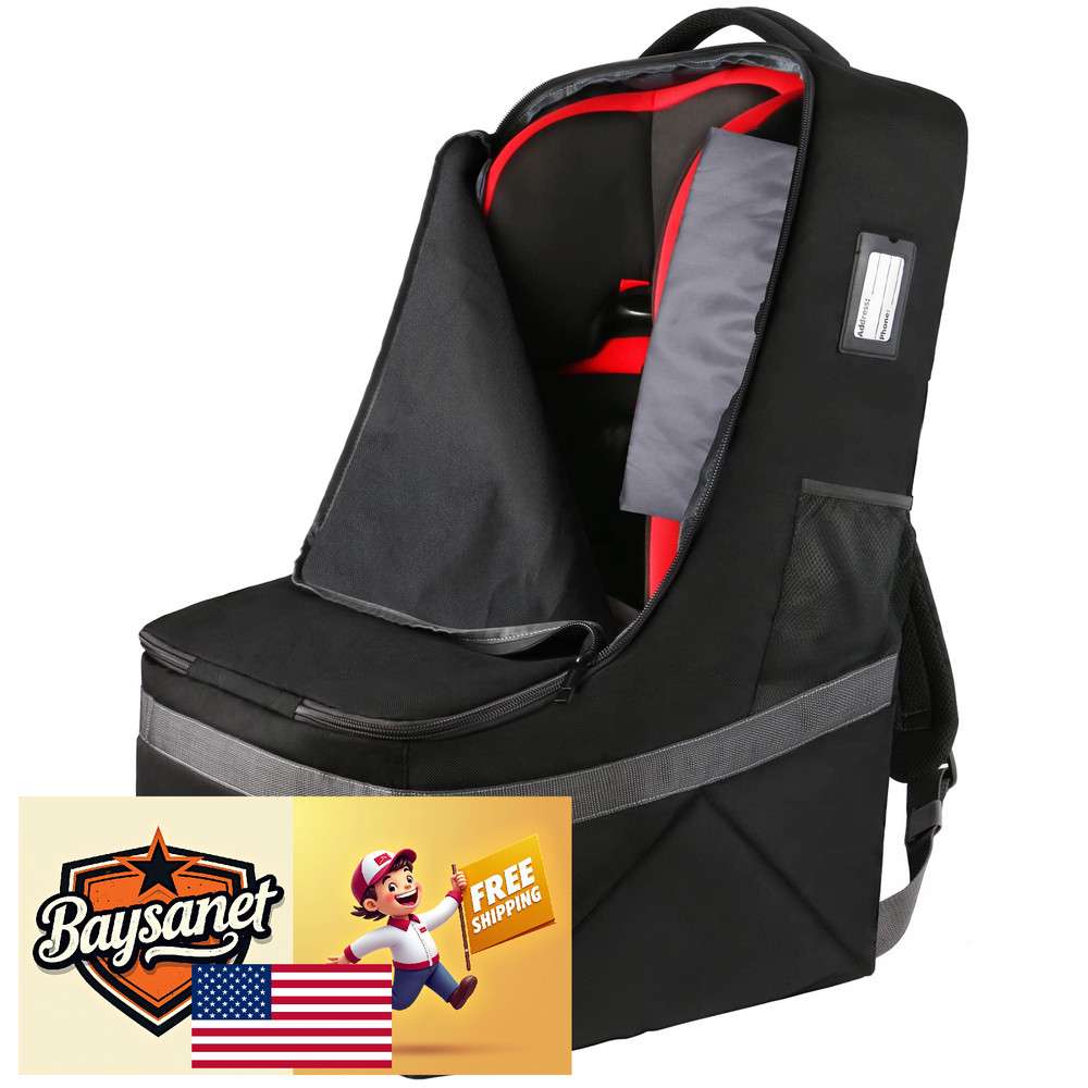 YOREPEK Padded Car Seat Travel Bag Backpack Black Heavy Duty Airline Carrier