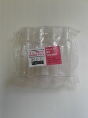 MON IMAGE 3 OZ TRAVEL 4 BOTTLE ZIPPERED REUSABLE POUCH WITH LABELS.