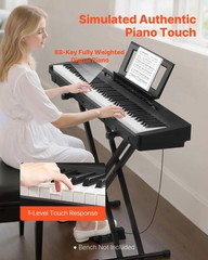 Weighted Digital Piano, 88 Keys Fully Weighted, Electric Piano Dual Keyboard & S