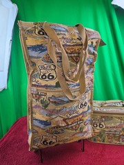 Route 66 Tapestry Travel Makeup Case & Rolling Travel Bag