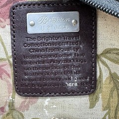 Brighton Make Up Travel Toiletry Leather Brown Croc & Black Bag 12x8x5 READ