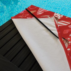 Personalised Face All Over Love Heart Full Length Sun Lounger Towel with Pocket