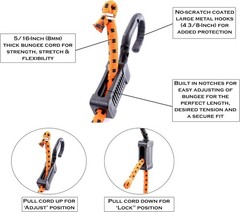 Kotap MABC-18 All- Purpose Adjustable Bungee Cords with 18-Inch, Orange/Black