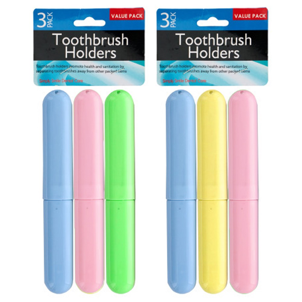 Set of 6 MultiColor Toothbrush Case Holders Plastic Tube Box ideal for Travel