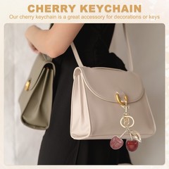Cherry Keychain for Women Bag Charm Ring & Clip Light Gold