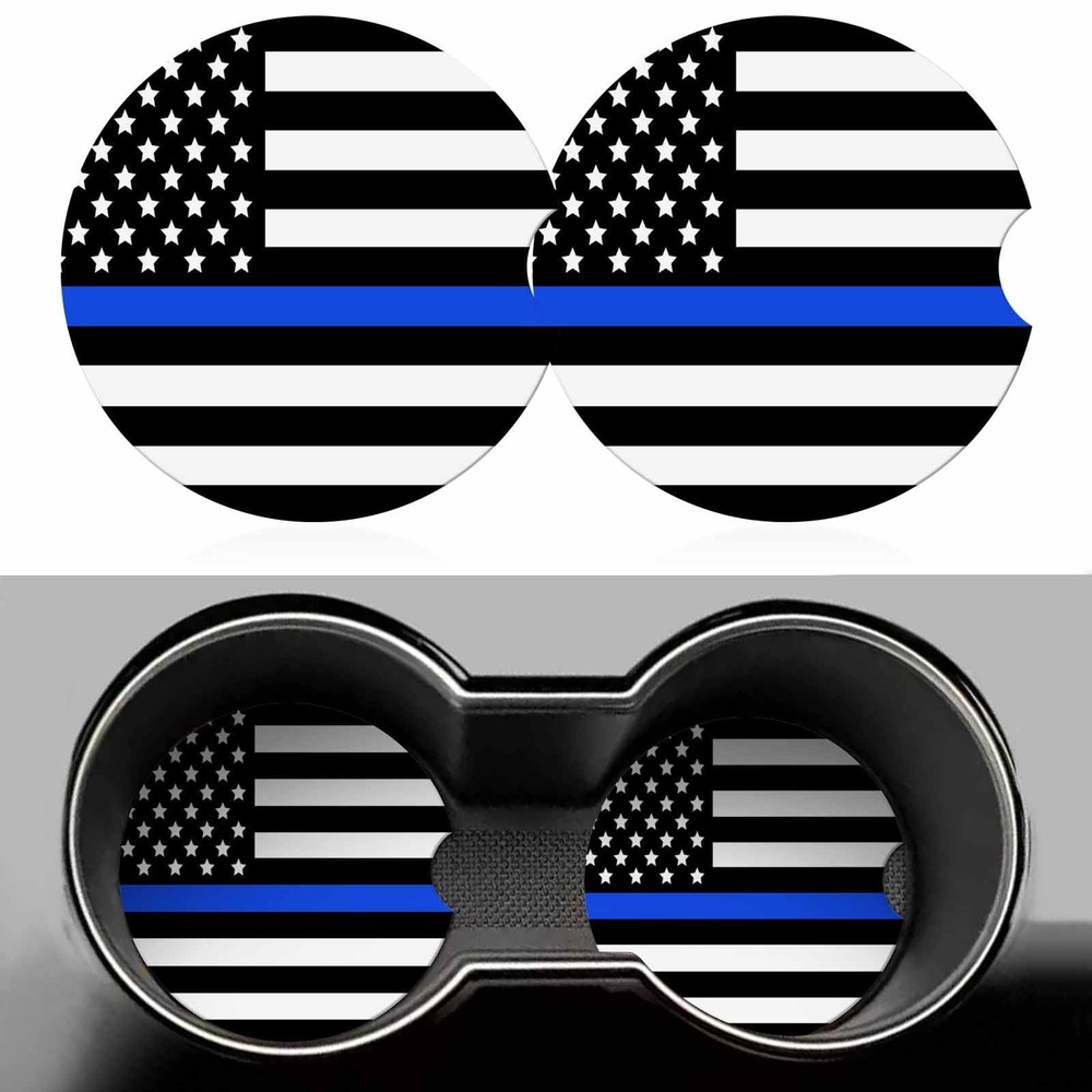 American Police Flag 2 Pack Car Cup Holder 2 Pack,
