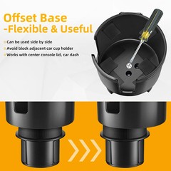 TYKOR Car Cup Holder Expander Adapter Insert with Adjustable Base-Black