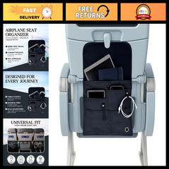 Travel Organizer Bag for Airplane | Tray Table Cover & Seat Back Pouch | Commute