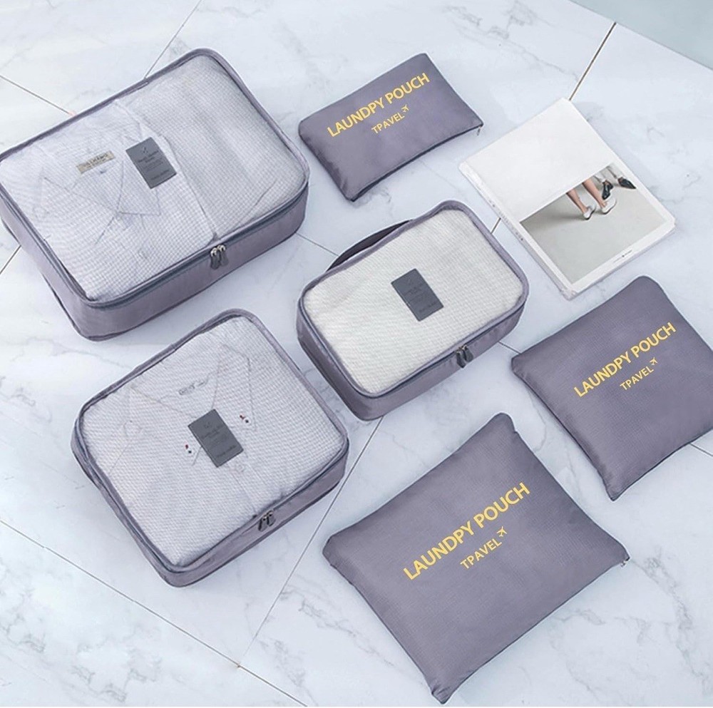 6 PCS Set Luggage Storage Bags Cases Packing Cubes Portable Luggage Organizers