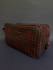 Vintage Polo Ralph Lauren Tartan Plaid Large Dopp Kit Zipper Toiletry Travel Bag