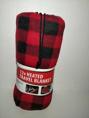 Heated Travel Blanket 12V Red & Black 57&Prime; x 39&Prime; w/ Bag Stay Warm New