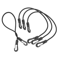 Durable Rubber Bungee Cords Set 4Pcs Black with Dual Hooks for Home and Camping