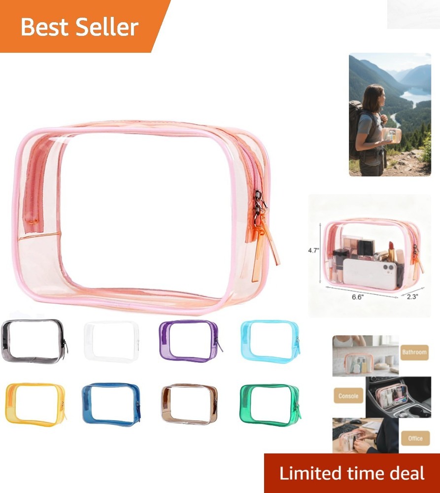 Pink TSA Approved Clear Toiletry Bag – Waterproof Travel Pouch 6.6&Prime;x2.3&Prime;x4.7&Prime;